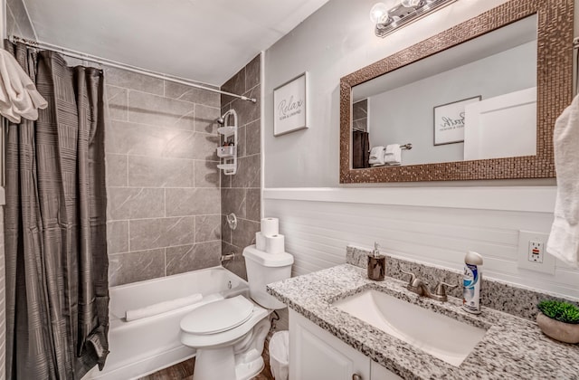 4493 Quince Rd, Memphis, TN 38117 - full bathroom featuring vanity, shower / bath combination with curtain, and wood finished floors