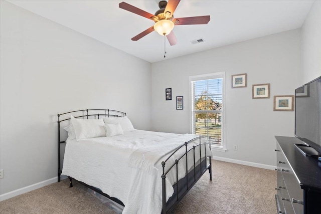 bedroom with carpet and ceiling fan