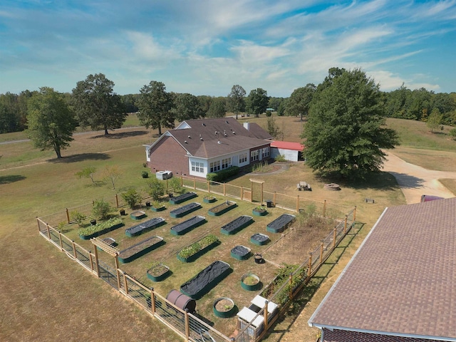 bird's eye view with a rural view