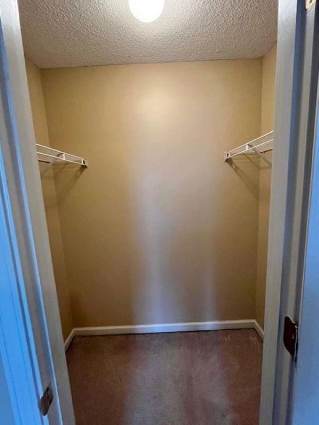 spacious closet with dark carpet