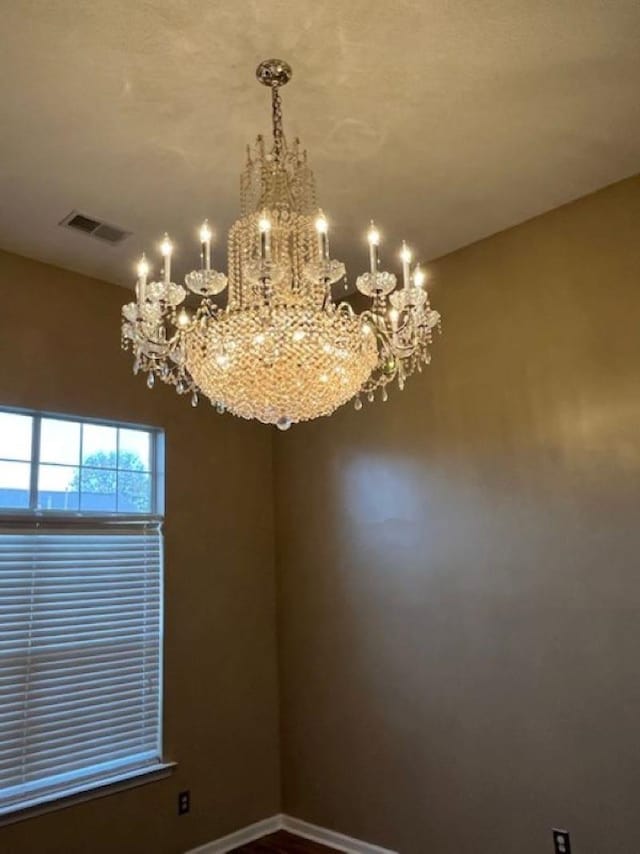 details with a chandelier