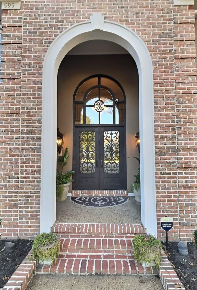 property entrance with french doors