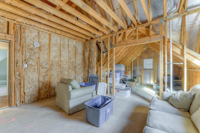 view of unfinished attic