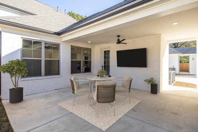 view of patio / terrace featuring ceiling fan