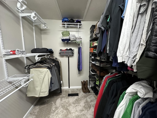 spacious closet with carpet flooring
