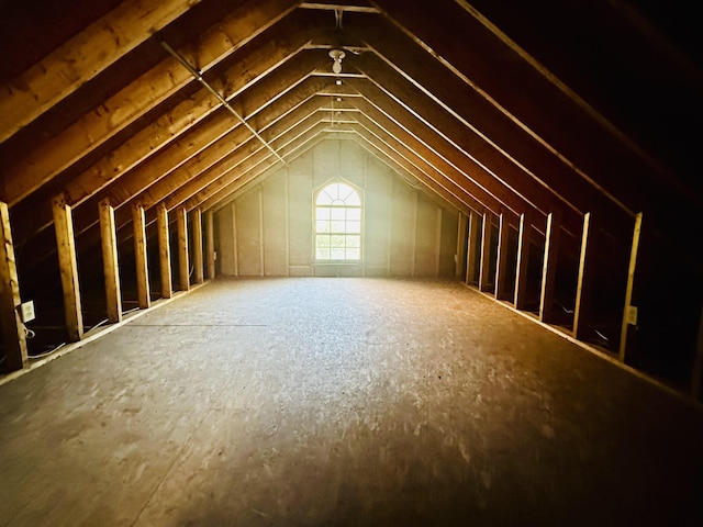 view of unfinished attic