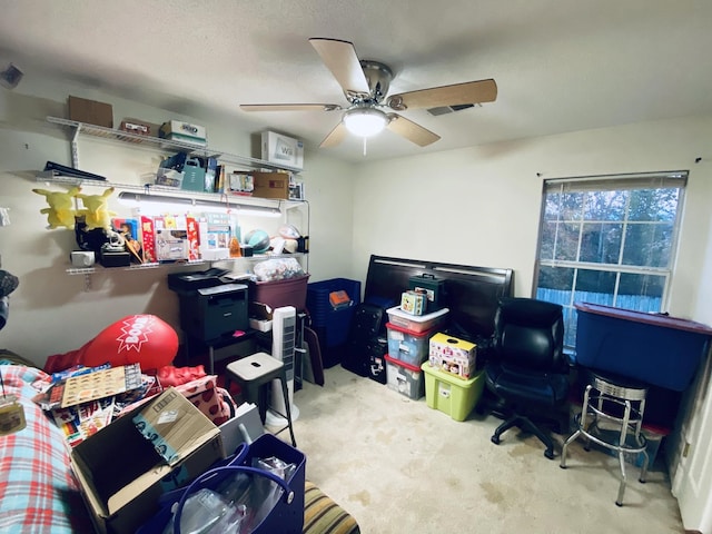 view of carpeted home office