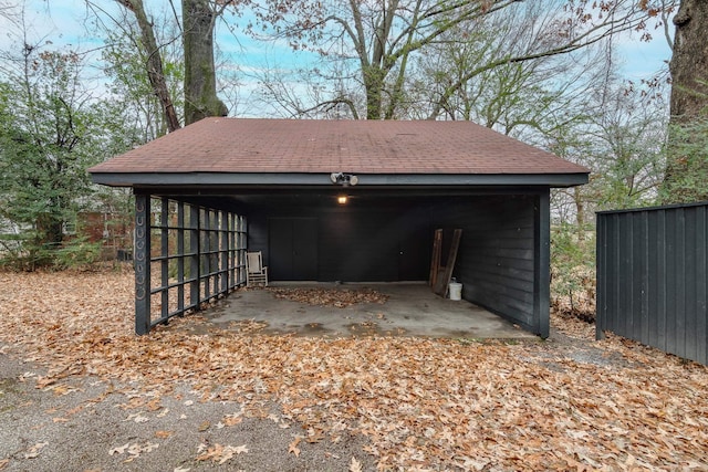 garage with a carport