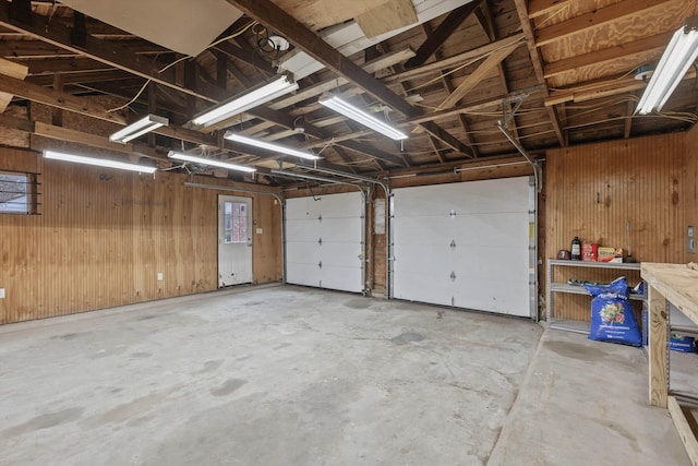 garage with wooden walls