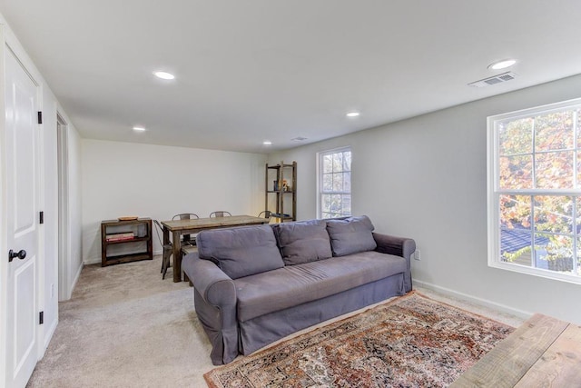 carpeted living room with plenty of natural light