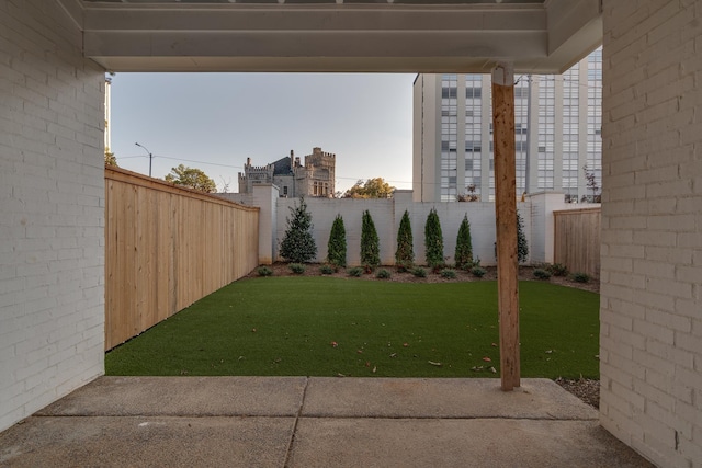 view of yard with a patio area