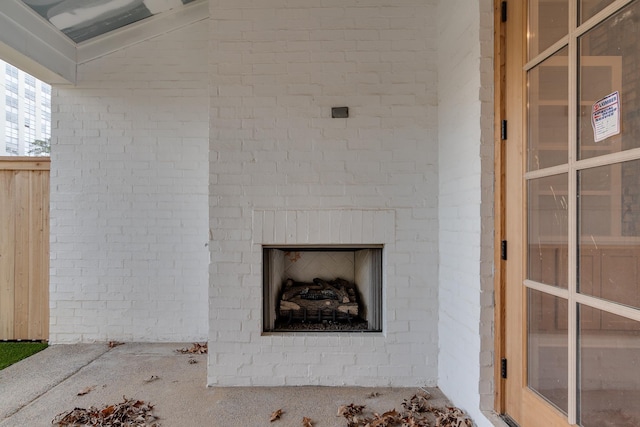 details with exterior fireplace