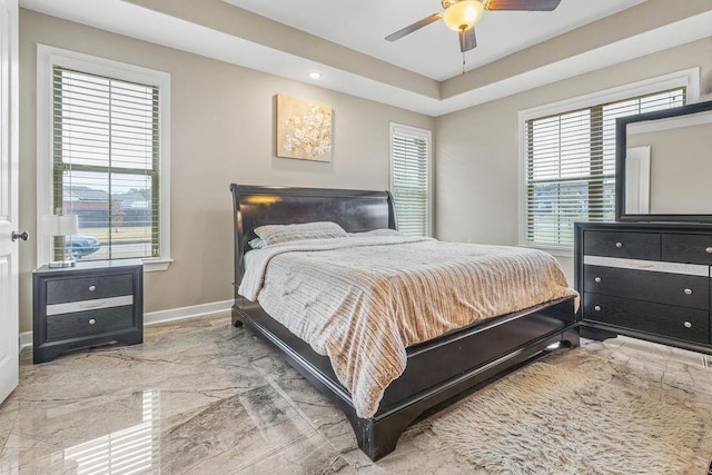 bedroom featuring ceiling fan