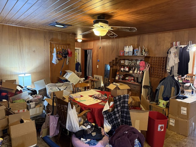 storage room featuring ceiling fan