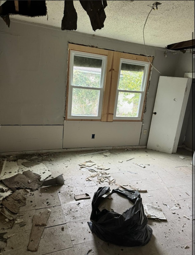 miscellaneous room with a wealth of natural light and a textured ceiling