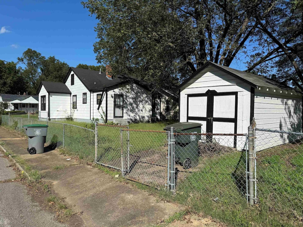 exterior space with a storage unit