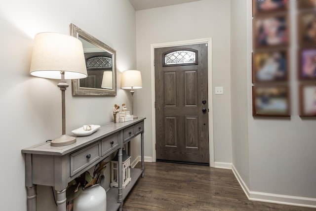 entrance foyer with dark hardwood / wood-style floors