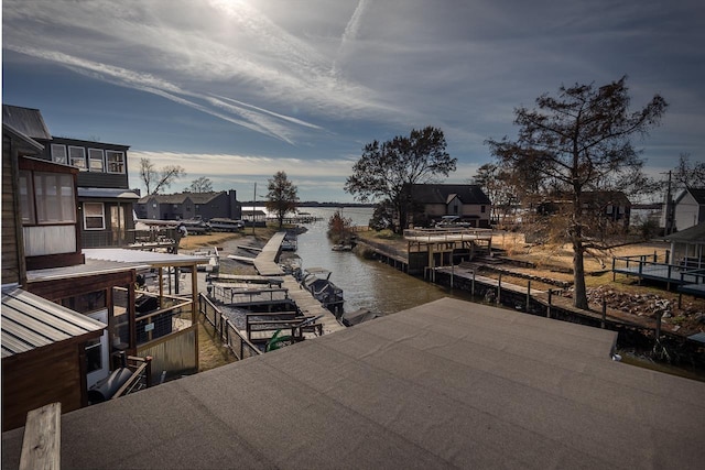 dock area featuring a water view