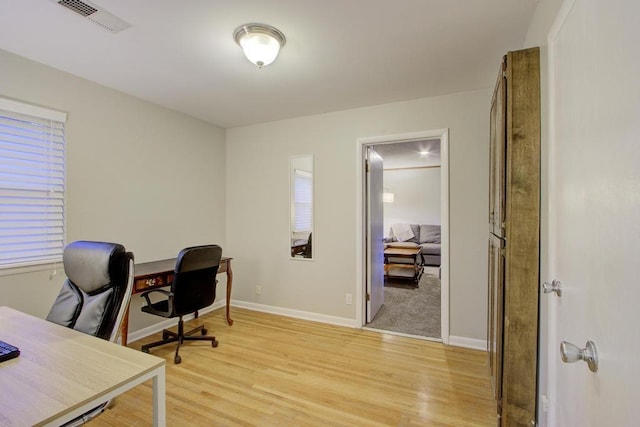 office featuring light wood-type flooring