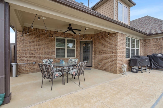 view of patio / terrace featuring grilling area and ceiling fan