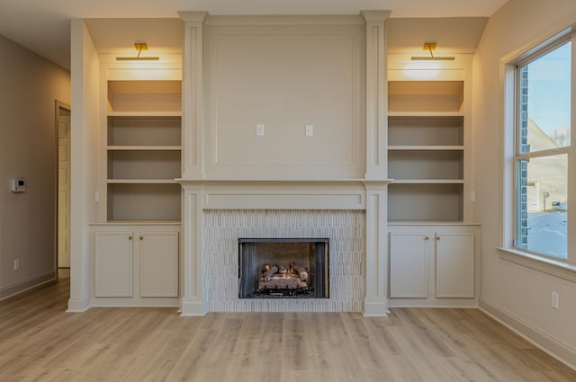 unfurnished living room with light wood-type flooring and a wealth of natural light