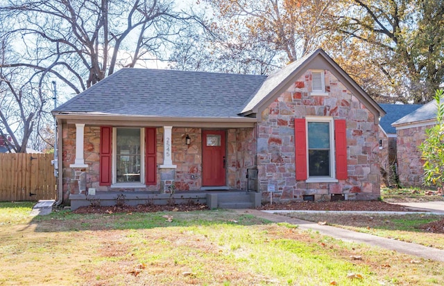 view of front of home with a front yard