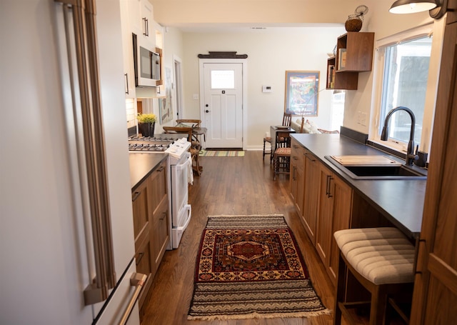 kitchen featuring dark hardwood / wood-style flooring, sink, and appliances with stainless steel finishes