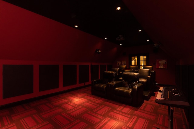 home theater room with carpet