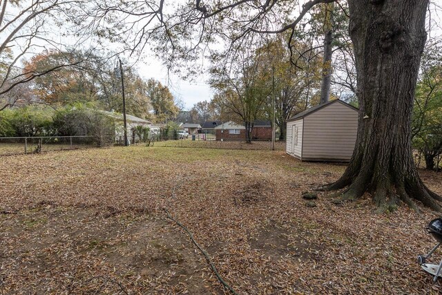 view of yard with a storage unit