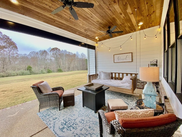 view of patio / terrace with outdoor lounge area and ceiling fan