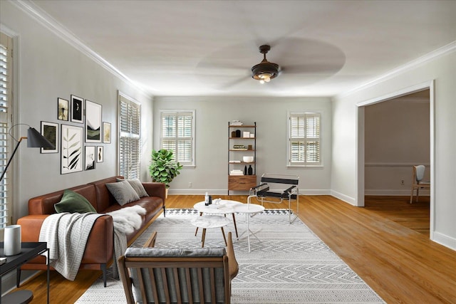 living room with hardwood / wood-style flooring and a healthy amount of sunlight