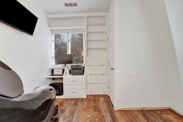 office area with light wood-type flooring