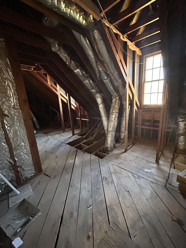 view of unfinished attic