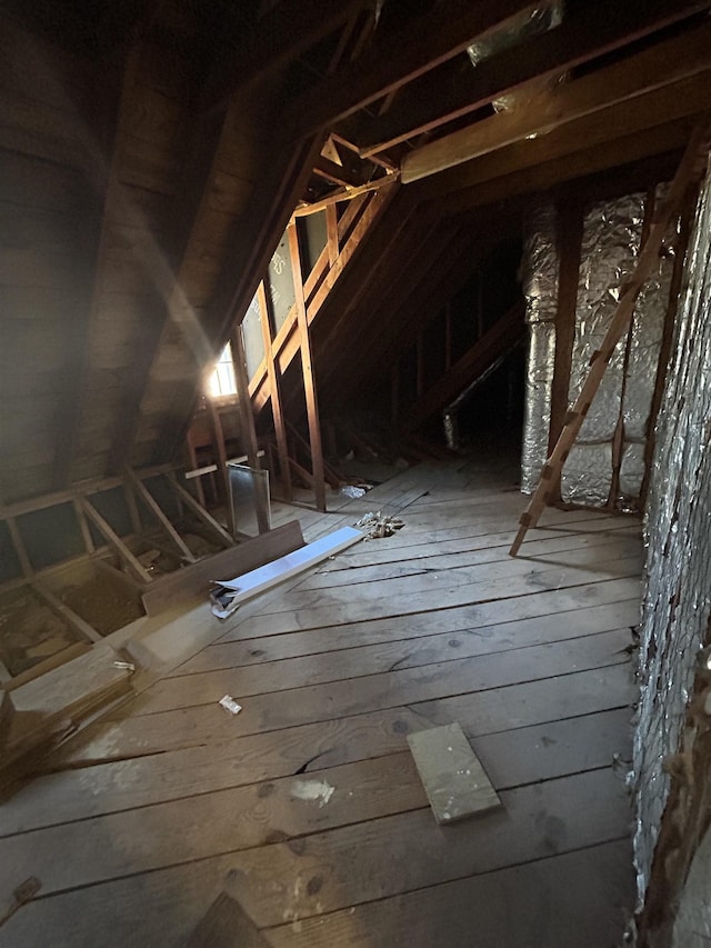 view of unfinished attic