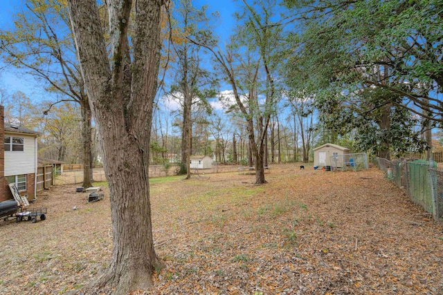 view of yard with a shed