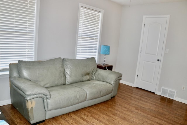 living room with wood-type flooring