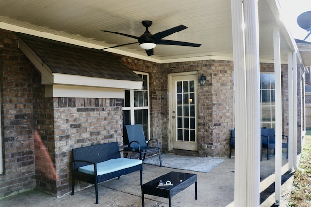 view of patio with ceiling fan