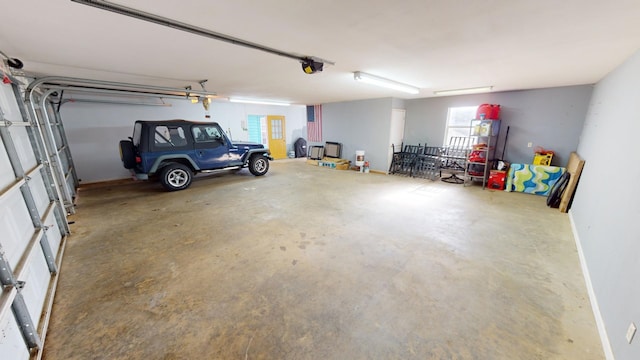 garage with a garage door opener