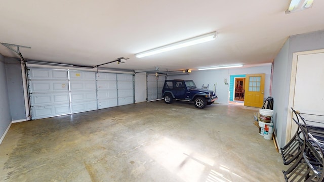 garage with a garage door opener