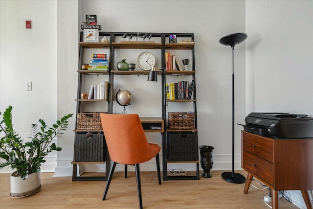 home office featuring light hardwood / wood-style flooring