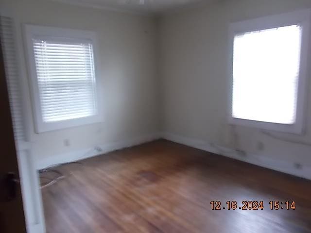 spare room with wood-type flooring