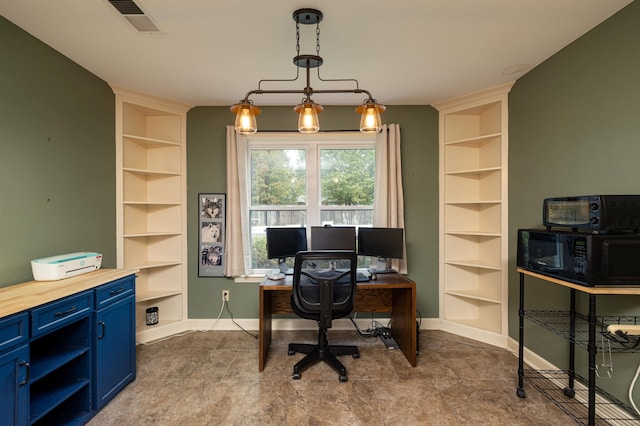 office area with built in features