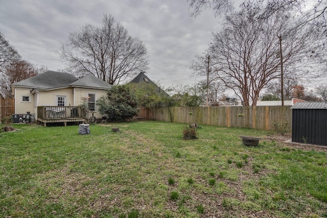 view of yard featuring a deck