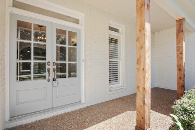 view of exterior entry with french doors