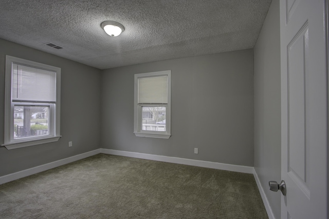 spare room with carpet and a textured ceiling