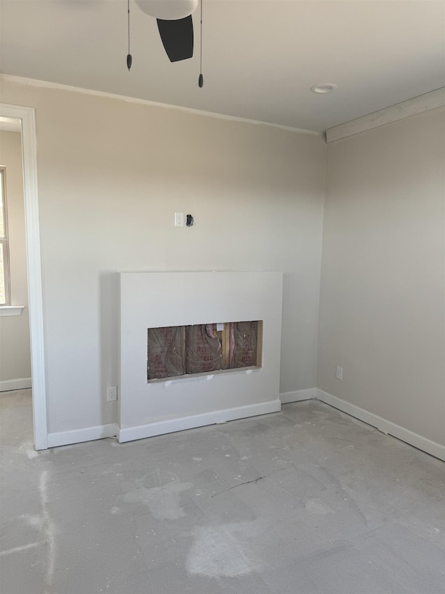 details featuring ceiling fan and concrete floors