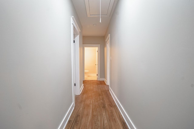 hall with light hardwood / wood-style flooring