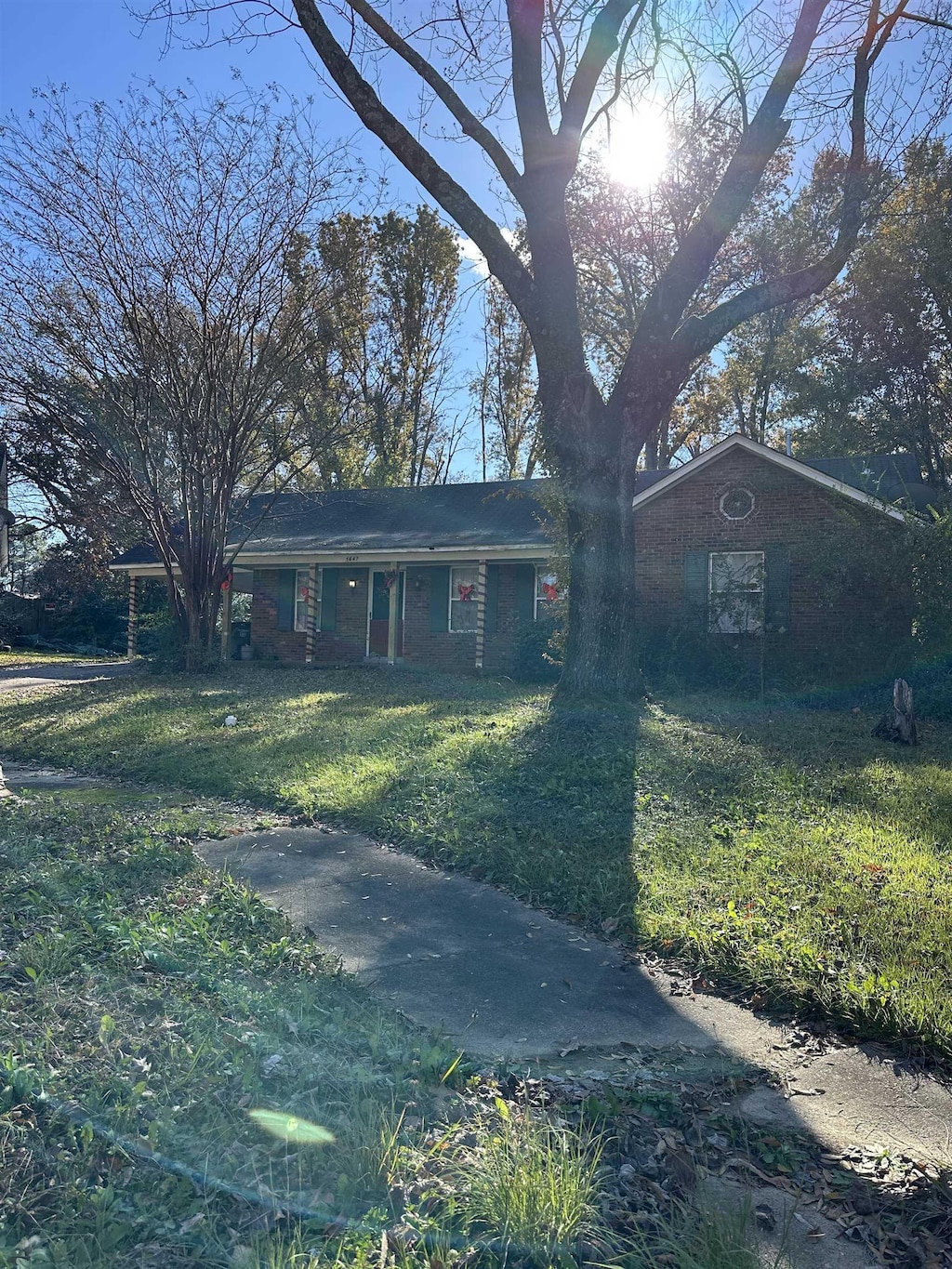 ranch-style house featuring a front yard