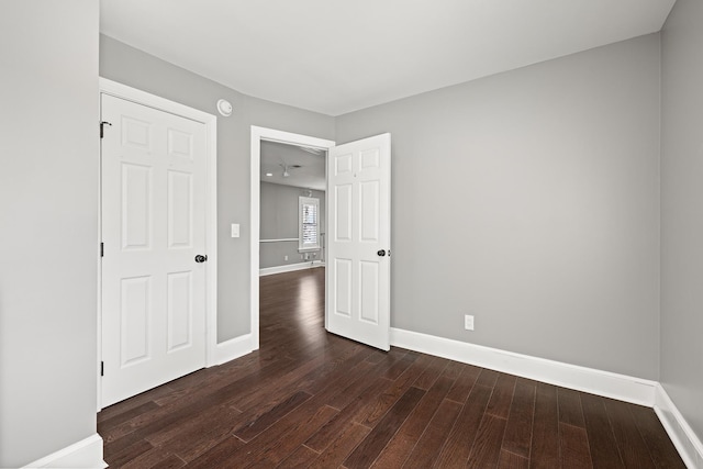 interior space with dark wood-type flooring