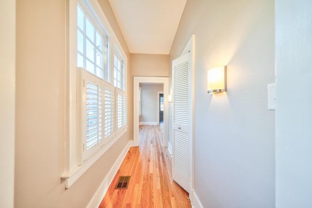 hall featuring light hardwood / wood-style flooring